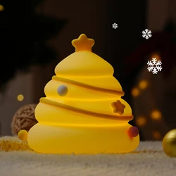 Portable LED Night Light Creative Christmas Tree Silicone Lamp USB Rechargeable Soft Light for Holiday