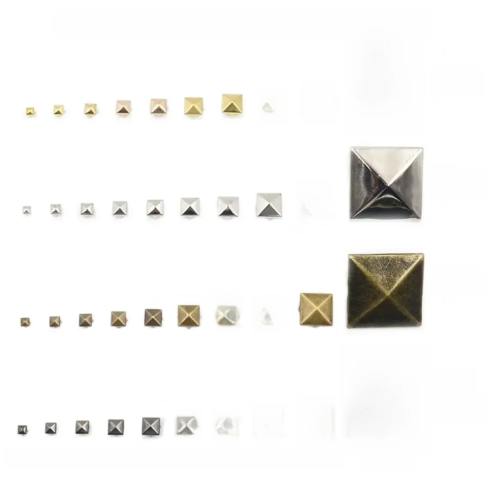 100 Stück 4 Klauen Pyramidennieten Quadratische Nieten Nieten Spike Nailheads Lederhandwerk DIY für Kleidung Taschen Schuhe Gürtel Bekleidung Zubehör