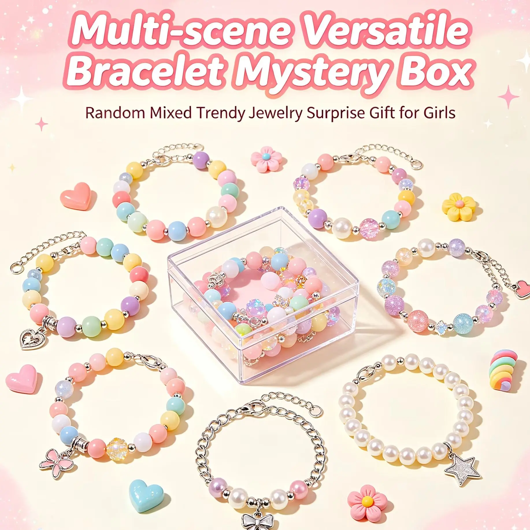 Multi-scene Versatile Bracelet Mystery Box, Random Mixed Trendy Jewelry Surprise Gift for Girls