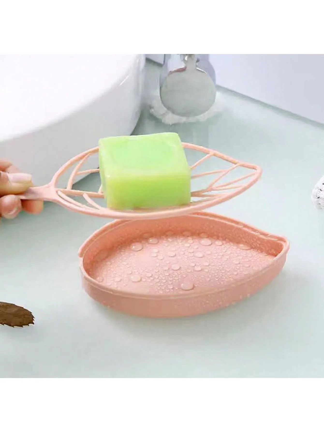 Creative Leaf Shaped Soap Holder For Bathroom Sink Soap Dish Tray With Drainage