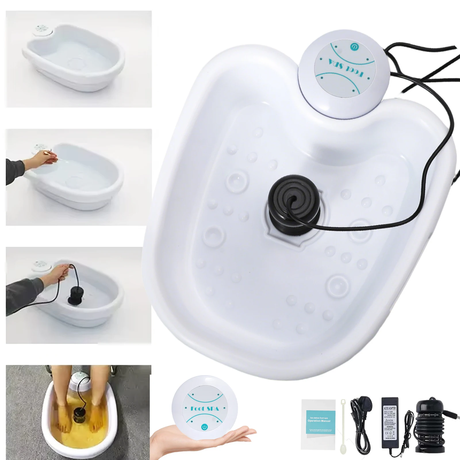 Appareil de spa ionique pour détoxification des pieds, mini bain de pieds avec bassin, électrodes de thérapie et outils de massage aquatique