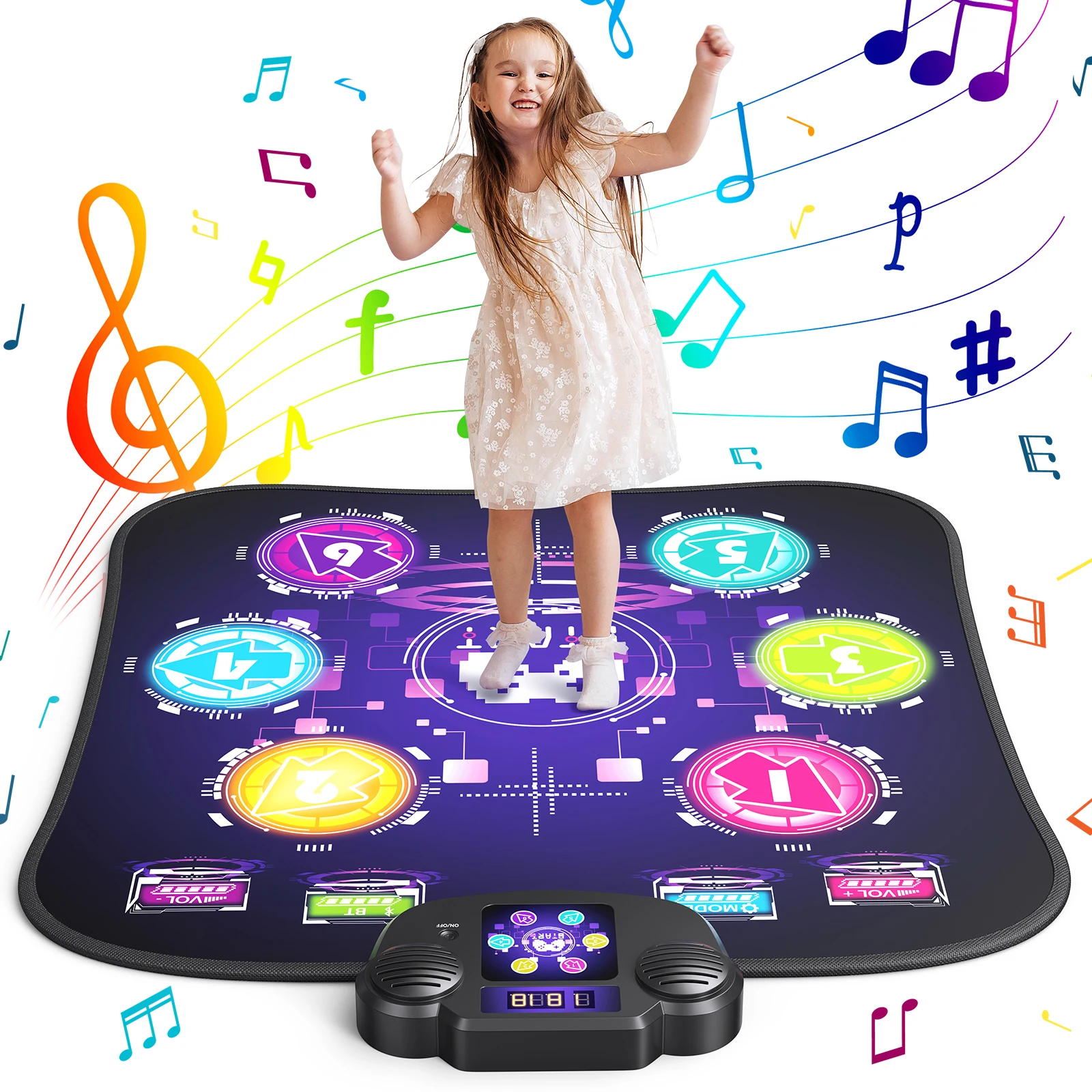 MERACH Dance Mat Dance Pad with Touch Sensitive Light Up LED&5 Modes Game Music with Adjustable Volume for Kids Touch Play Mat