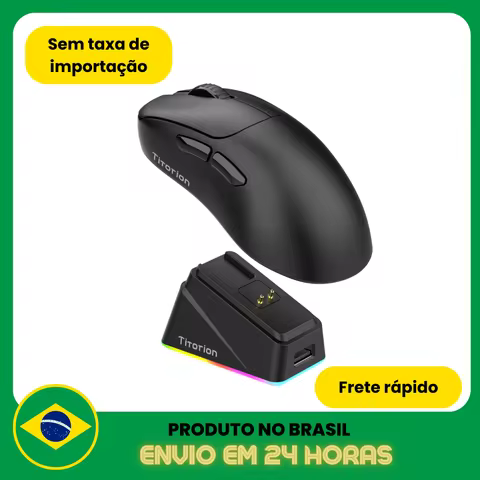 Mouse Sem Fio Gamer Base Carregamento 12000dpi Sensor Polling Rate 1000hz Branco Preto Titorion