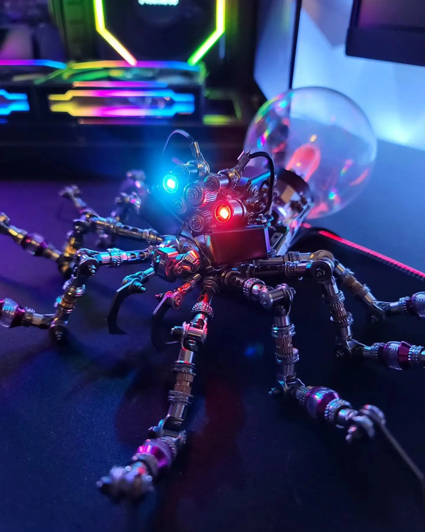 Cyberpunk Plasma Ball Spider Puzzle in metallo 3D Kit modello Steampunk fai-da-te con lampada al plasma Regalo unico per adulti e collezionisti