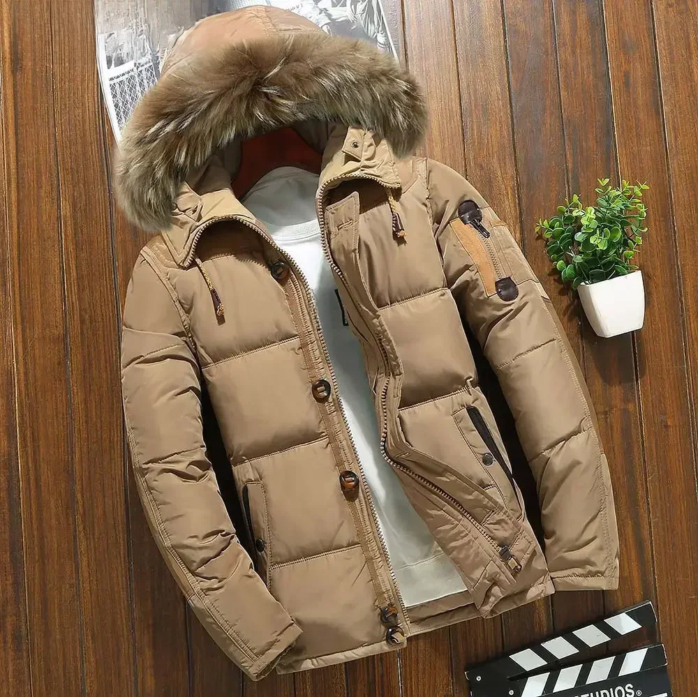 90% Kurtki puchowe Mężczyźni Kurtka zimowa Mężczyźni Moda Grube ciepłe parki Futro Białe kaczki Płaszcze puchowe Casual Man Wodoodporne kurtki puchowe — zdjęcie 2