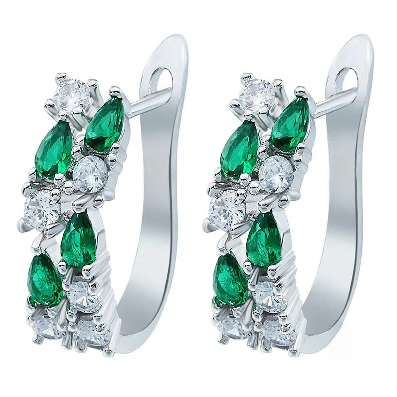 Luksusowe kolczyki sztyfty ze srebra próby 925 Flash Green/Blue AAA CZ Zircon Ear Studs 3 kolory Kolczyki dla kobiet Pendientes Brincos — zdjęcie 2