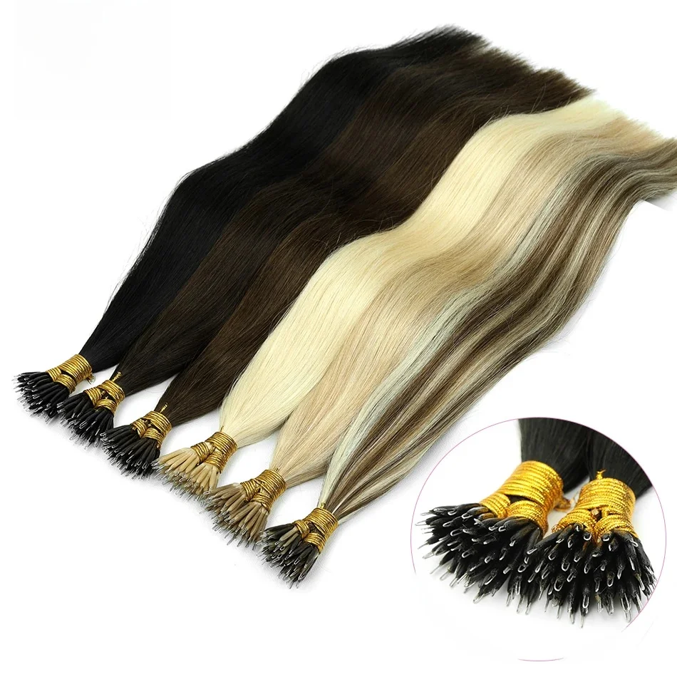 Sovo 100 Strengen Nano Ringen Human Hair Extensions Natuurlijke Blonde Micro Kraal Lus Pre Gebonden Remy Europese Steil Haar - afbeelding 2