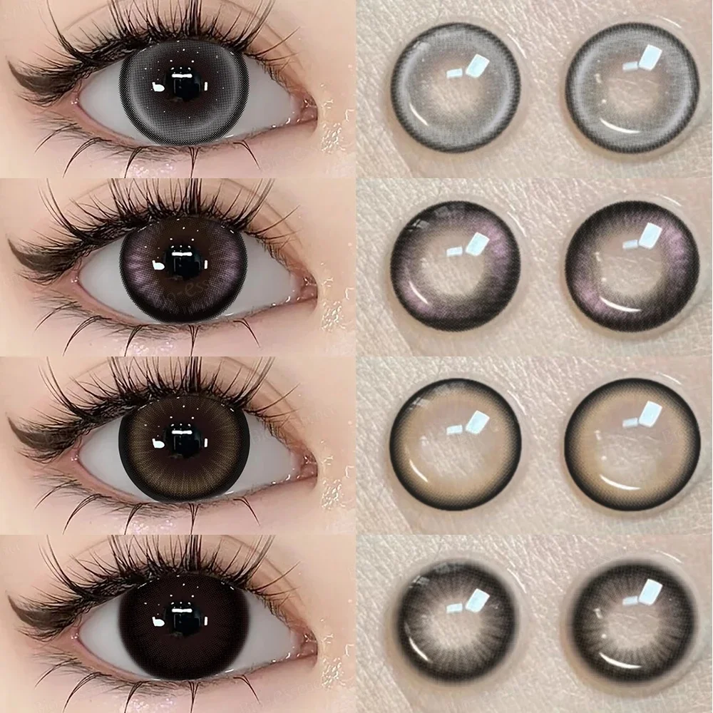 Bio-essense 1 Paar schwarze Gläser mit großen Augen, koreanische Naturlinsen, farbige Kontaktlinsen, Augen mit Grau, schöne Pupillenlentes