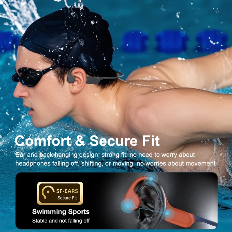 Bone Conduction Earphones Sports Bluetooth Earphone IPX8 Waterproof Swimming Headset Open Ear Bluetooth 5.4 Earbuds for Xiaomi