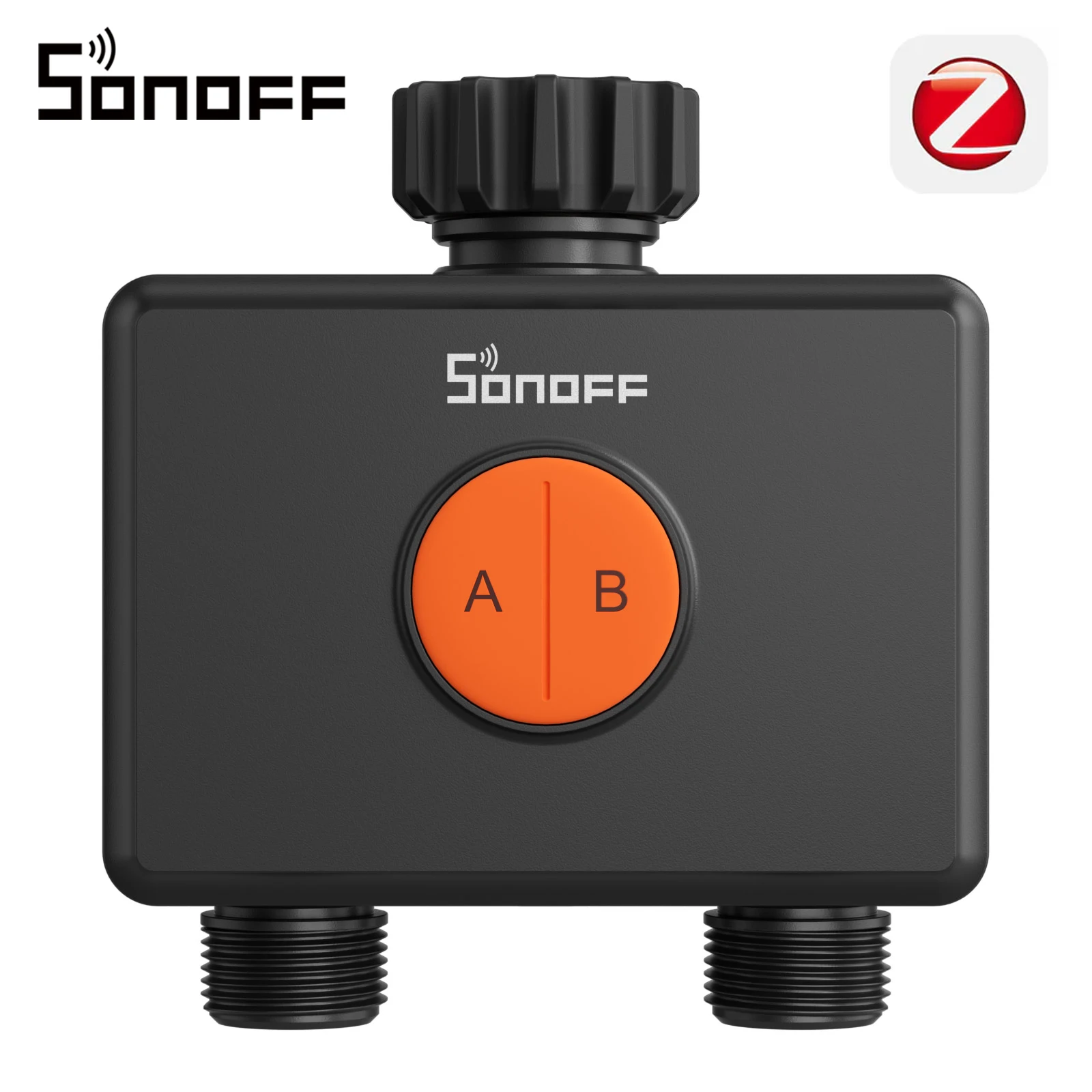 SONOFF SWV-ZF2E Hydro DUO, minuterie d'irrigation de jardin, vanne d'eau intelligente Zigbee à deux canaux indépendants, débitmètre, entrée en laiton et fonctions de programmation