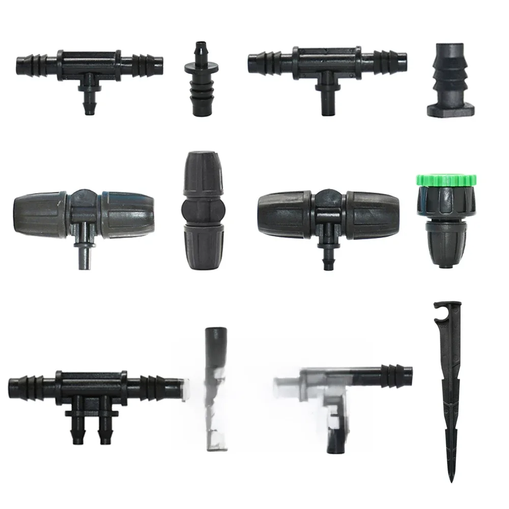 Connecteur de tuyau d'arrosage 3/8 ", 8/11 4/7 3/5mm, réducteur de tuyau, raccord d'extrémité coudée en T, système d'irrigation goutte à goutte