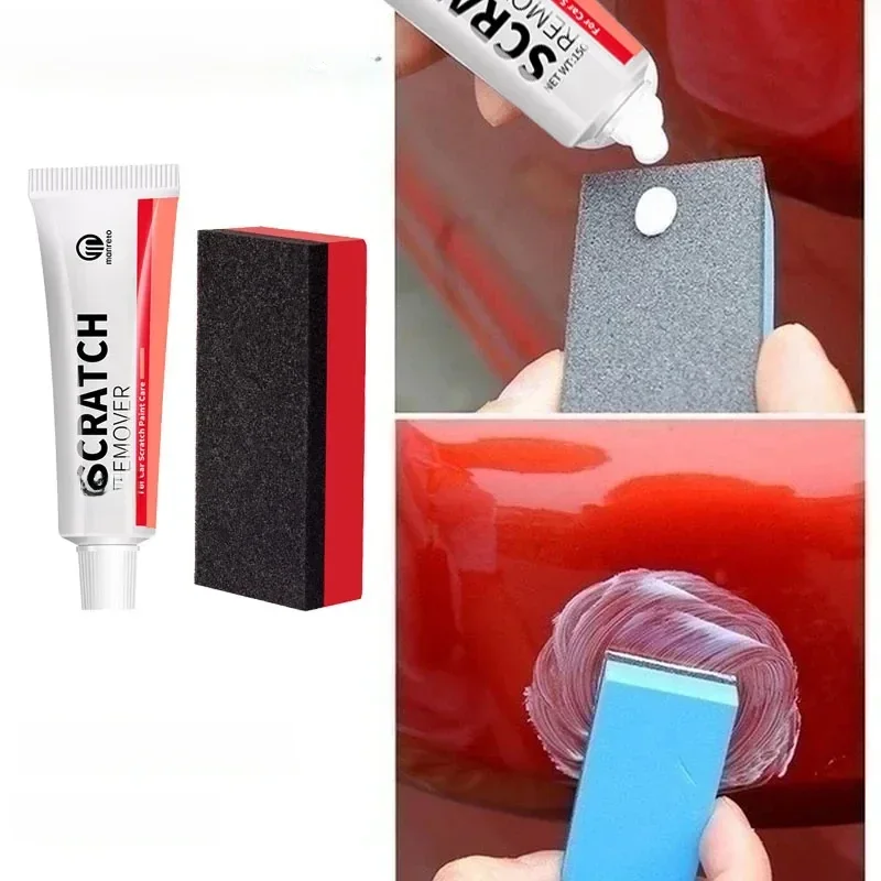 Removedor de arranhões de carro, pasta de polimento de carro com esponja, kit de cuidados com