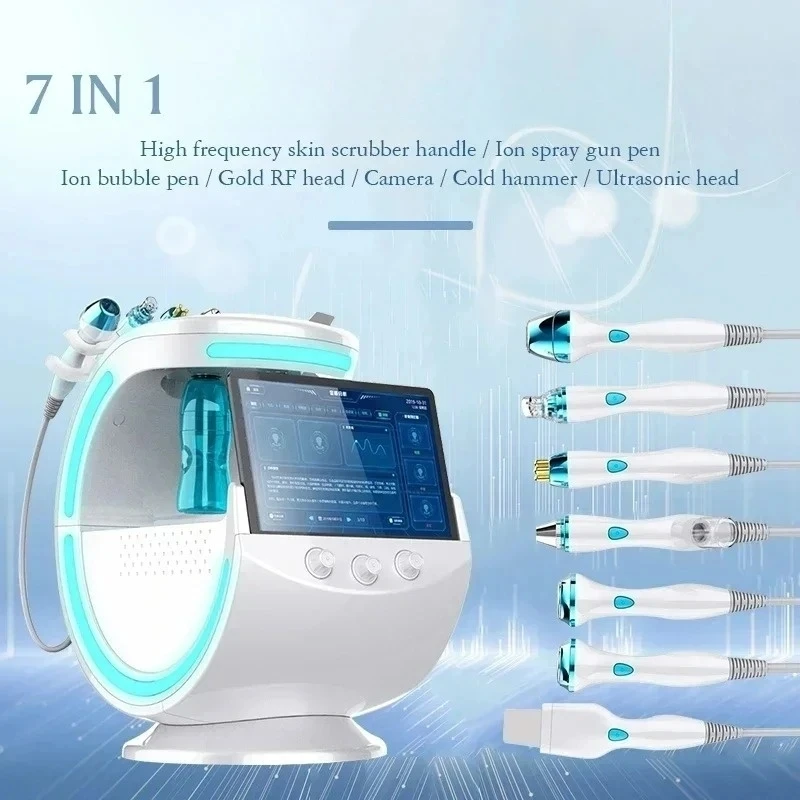 7 في 1 فقاعة الأكسجين المائية النفاثة قشر الجمال الجلد متعددة الوظائف آلة العناية بالوجه تقشير مكافحة الشيخوخة أجهزة تحليل الجلد