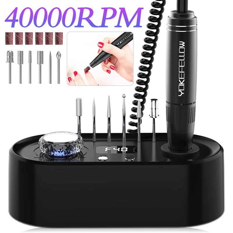 40000RPM Nail Drill Machine Low Vibration No Heat Professional Nail Milling Machine  With Pause Mode Manicure Set For Salon Use