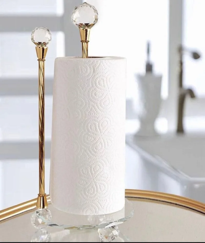 Elegant Glass Bathroom Kitchen Toilet Accessories Paper Towel Holder Crystal Stone Kitchen Organizer Handcraft Tissue Holder