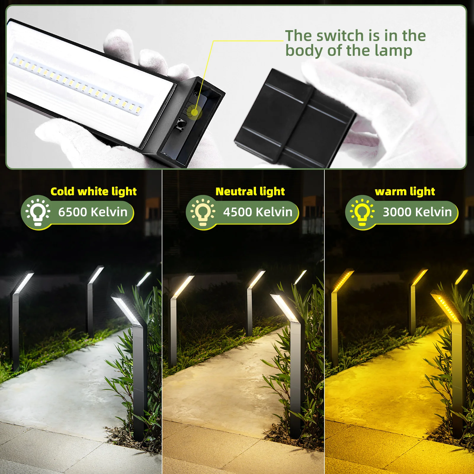 2 Pack Tall LED Solar Garden Pathway Lights, 3 Color Modes 40LEDs Solar-Powered for Driveway, Patio, Yard, Lawn, Landscape Decor