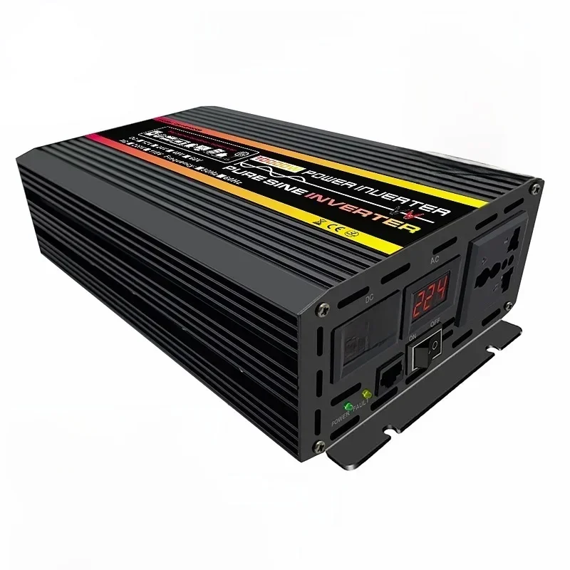 Wyświetlacz LCD Przetwornica energii słonecznej 12V 24V do 110V/220V Transformator napięcia czystej fali sinusoidalnej Konwerter ładowania samochodu 8000/10000W — 2