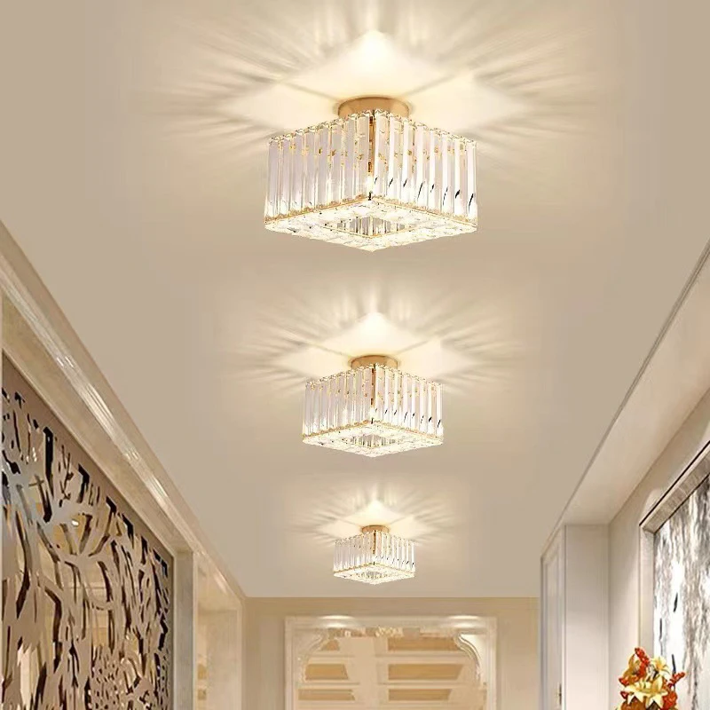 Modern Crystal Ceiling Light Corridor Channel Ceiling Lamp Balcony Aisle Lamp Home Foyer Square Track Light Home Decoration