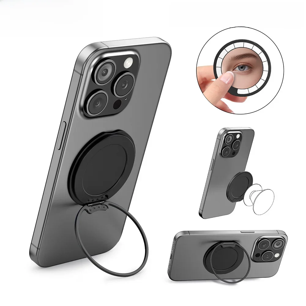 Grippopso avec miroir anneau magnétique Support de poignée de téléphone portable Support de prise accessoires magnétiques 360 ° Support pour bagues