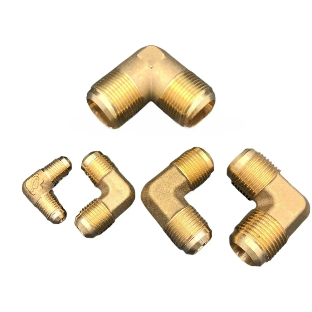 Adaptateur de raccord de tuyau en laiton pour climatiseur, coude évasé résistant à 90, connecteur SAE standard, tube de 1/4 ", 3/8", 1/2 ", 3/4