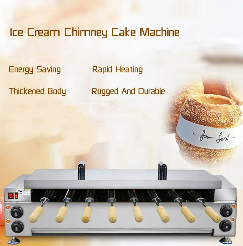 Gas 110V/220V Electric Chimney Cake Machine Donut Doughnut Ice Cream Cone Maker Hungary Trdelnik Chimney Bread Roll Machine