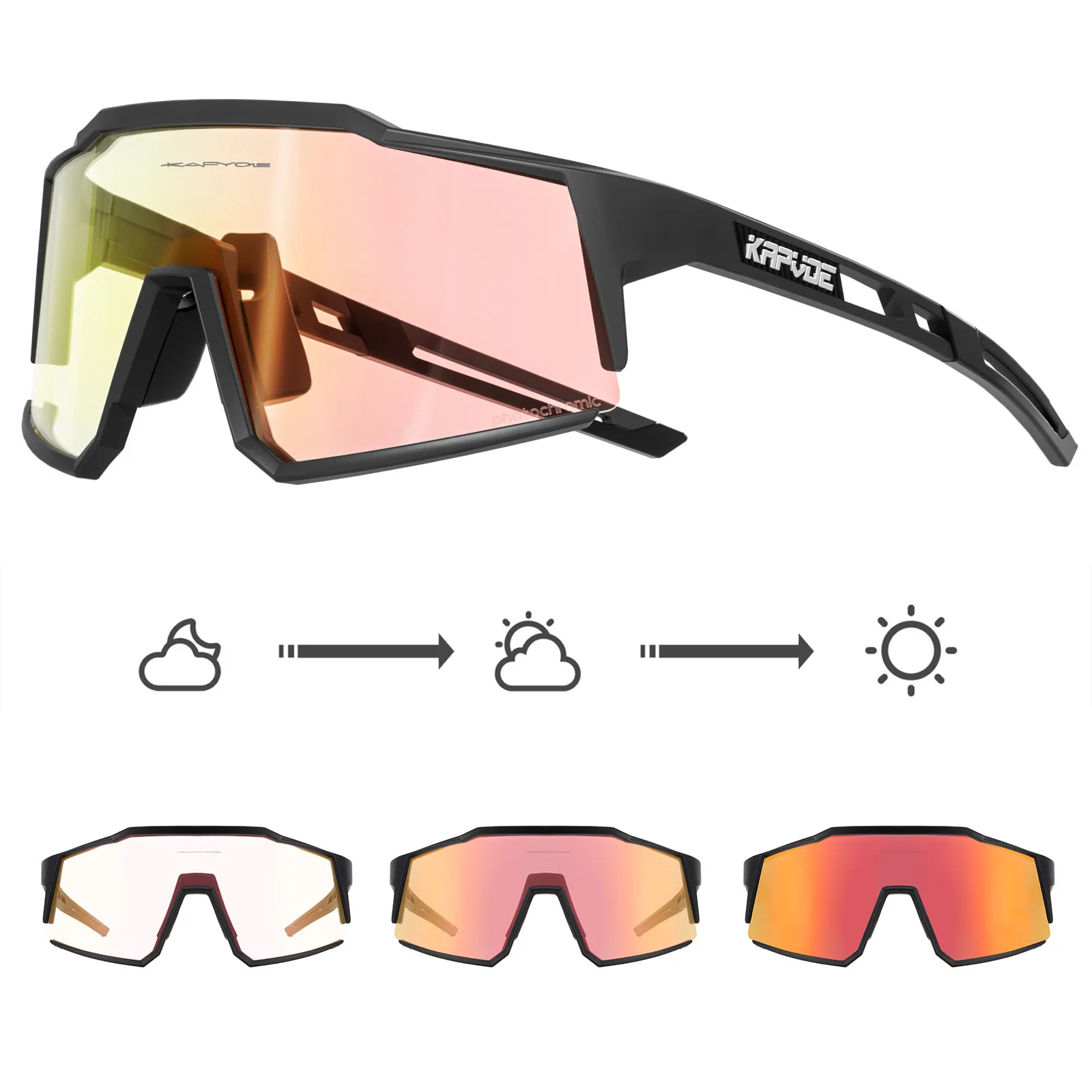 KAPVOE Red Photochromic Cycling Glasses Men MTB Cycling Sunglasses Women Road Bicycle Glasses UV400 Outdoor Bicycle Sunglasses