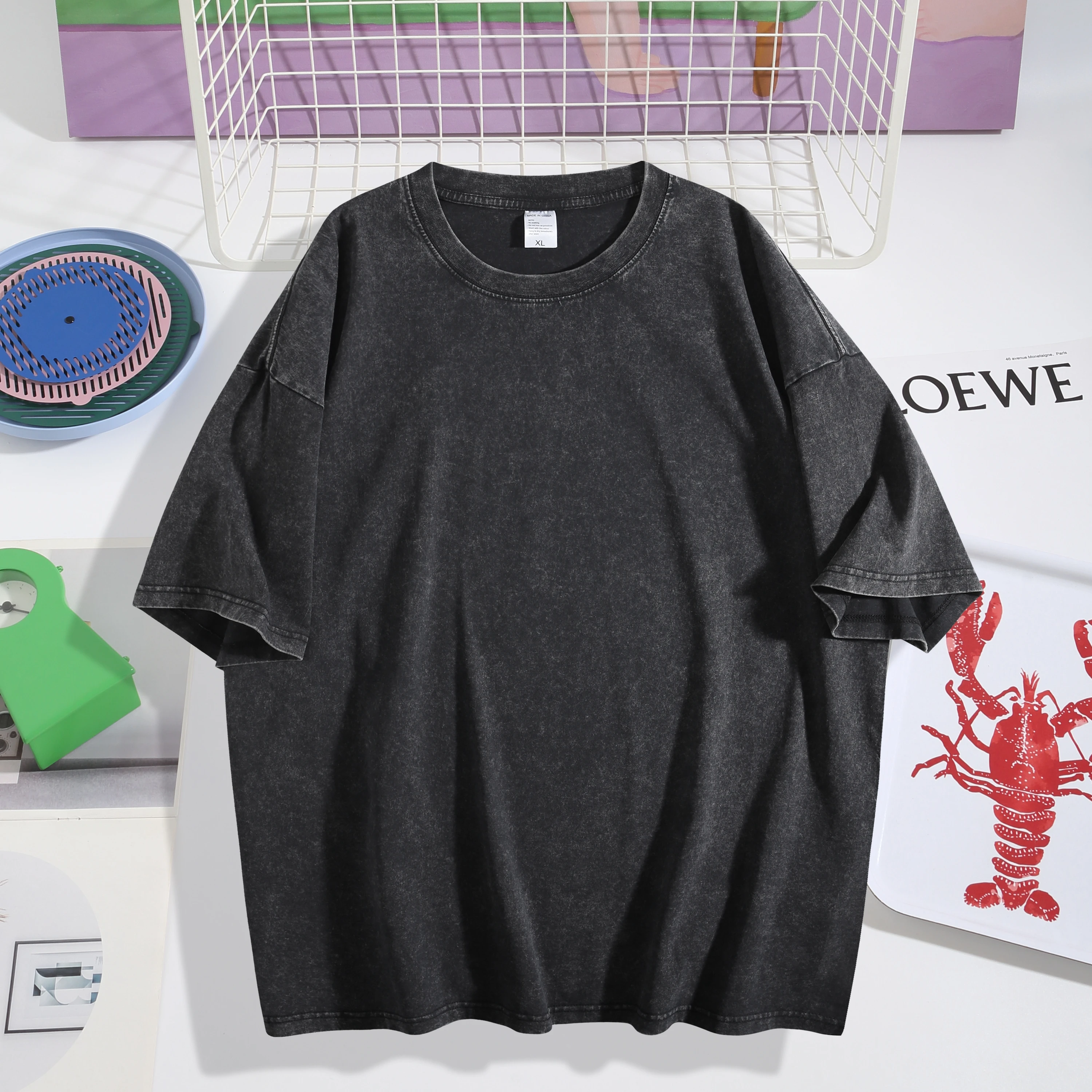 Men's Oversized Round Neck Short Sleeve T-Shirt, Soft Cotton, Casual Streetwear Style
