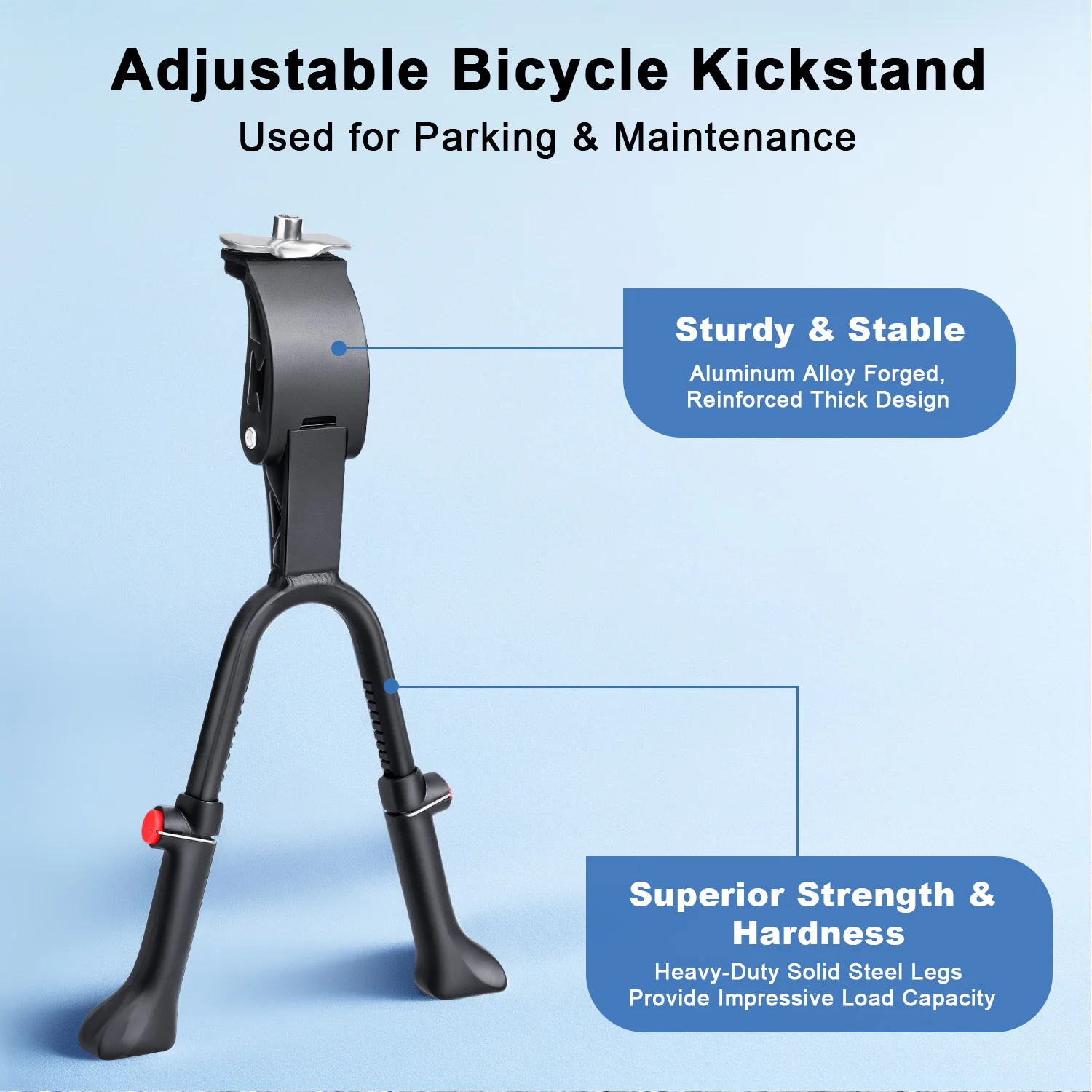 Extractme Adjustable Bicycle Double Leg Kickstand Aluminum Alloy Center Bike Stand For 26‑29 Inch Cargo Commuter Bike 30kg Load