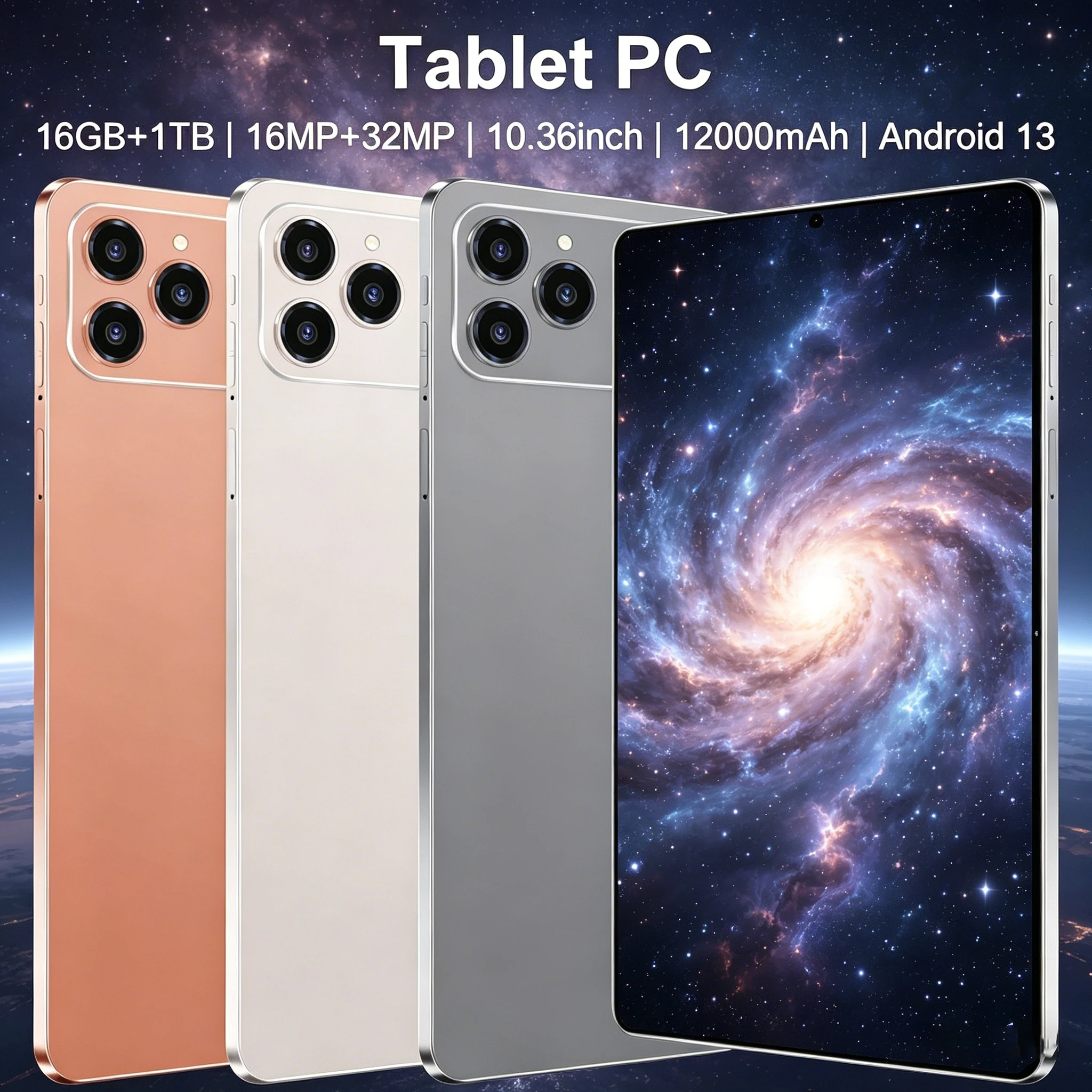 Tablet de 10.36 Pulgadas, Android 13, 16GB de RAM + 1TB de ROM, 10 Núcleos, mAH, Cámaras Duales, Doble SIM, Google Play, 5G, Bluetooth, Wifi