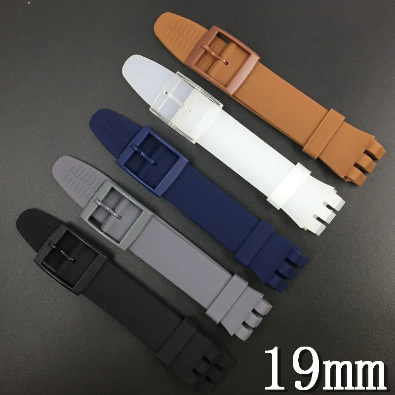 Soft Color Silicone Strap para Swatch, borracha esportiva impermeável, acessórios de relógio, 16mm, 17mm, 19mm, 20mm