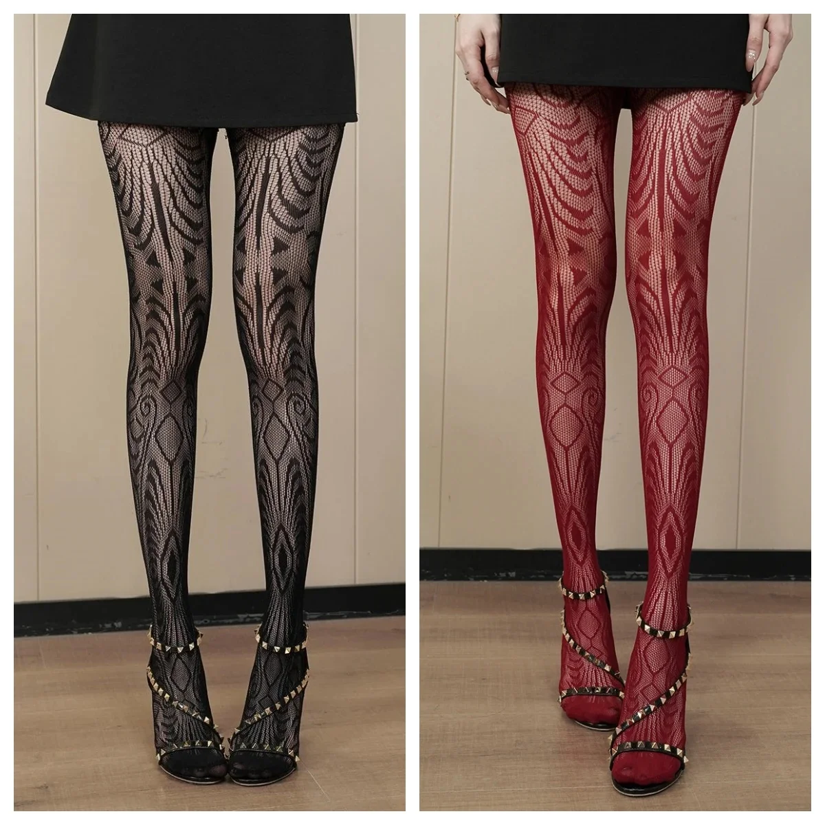 Collants Lolita style punk pour filles, motif floral, bas colorés au-dessus du genou, collants classiques Y2K à dentelle ajourée et bas résille #