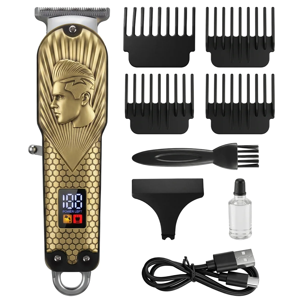 WOOX Rasuradoras Eléctrica de Hombres Impermeable, Profesional Cortadora de Cabello para Hombre Afeitadoras Recargable USB, Shaver Recortadoras Barbero De Precisión Velocidad Ajustable LED Pantalla