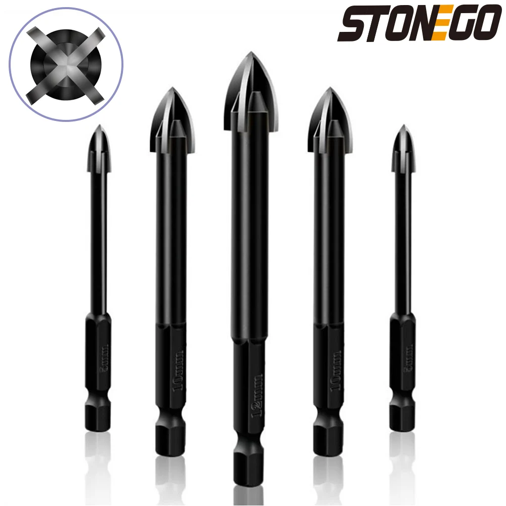 STONEGO 1PC Cemented Carbide Drill Bit for Glass,Ceramic,Concrete,Tile,Brick, Plastic and Wood Hole Opener Hard Alloy Drill Bit