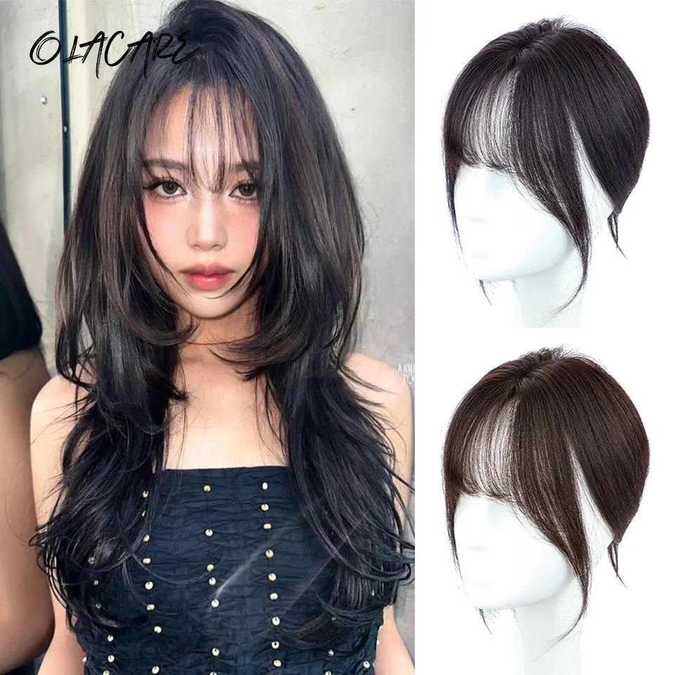 

OLACARE Synthetic Topper Hairpiece False Bang Clip-In Bangs Extension Natural Fake Fringe Invisible Clourse Hairpiece for Women