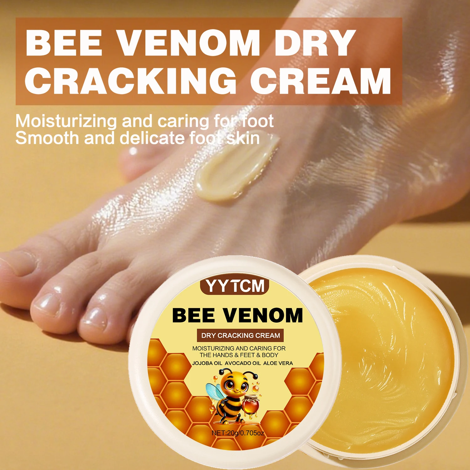 Bee Venom Dry Crack Moisturizing Cream, Hydrating & Nourishing for Autumn Winter, Smooth & Soft Skin Care, Hydrating Foot Cream view 4