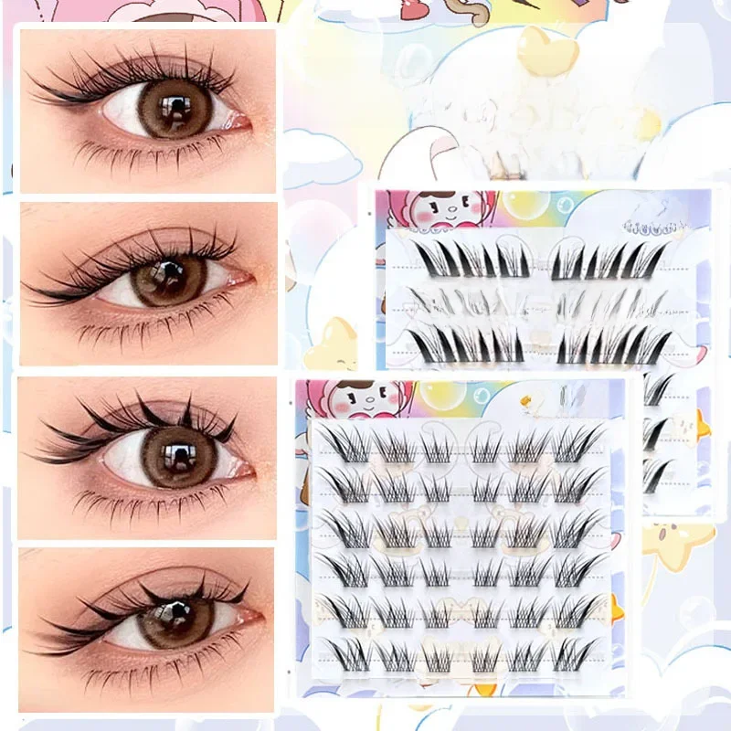 Sztuczne rzęsy bez kleju, wielokrotnego użytku, anime, lisie oczy, skrzydlate, gęste, puszyste, segmentowe, powiększające oczy, narzędzie do upiększania. — zdjęcie 2