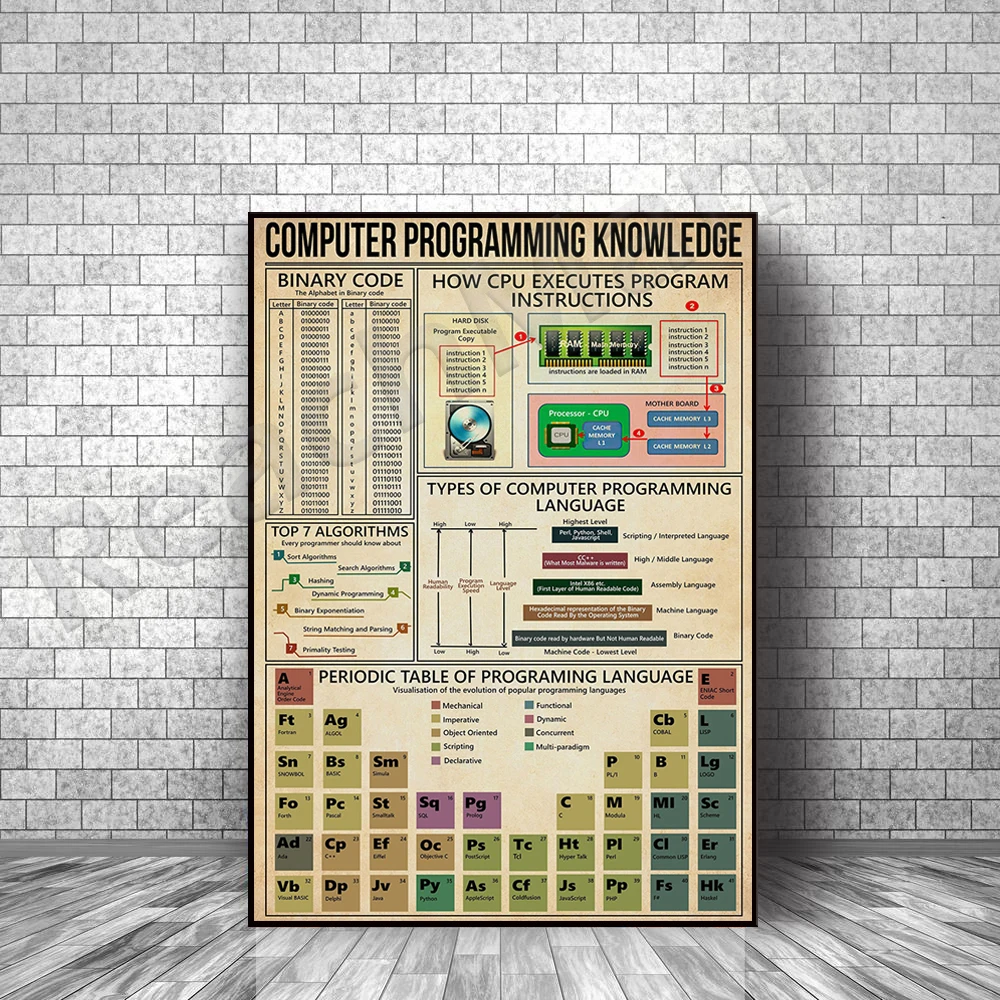 

Computer programming knowledge poster engineer computer poster knowledge retro canvas computer programmer gift decoration