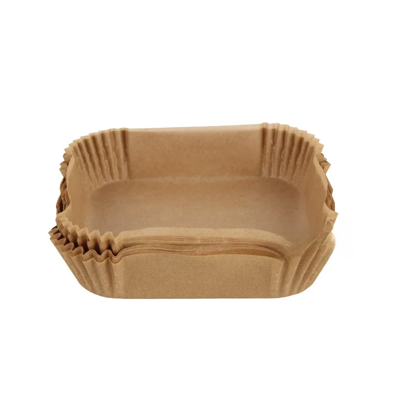 Papier jetable pour friteuse à Air, 50 pièces, absorbant l'huile et Anti-huile, plateau en papier antiadhésif, tampon de cuisson, grande ténacité carrée