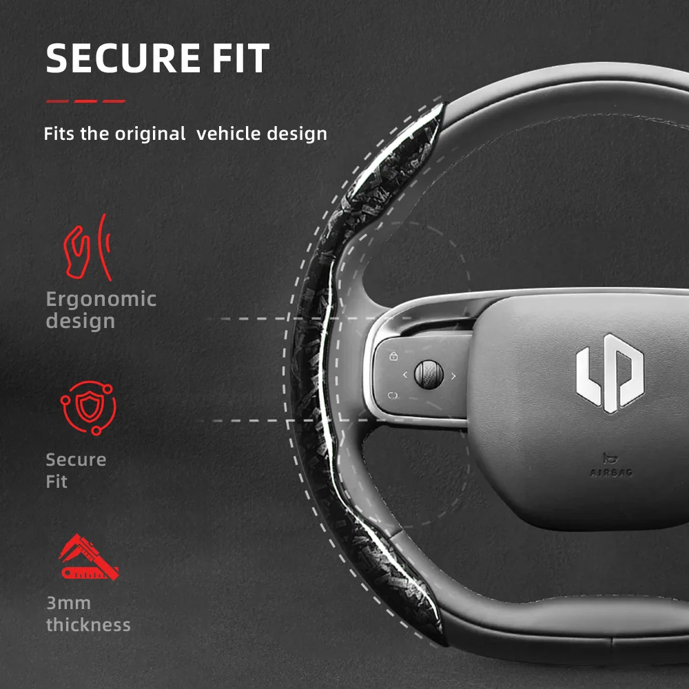 Suitable for Leapmotor Forged Carbon Fiber Texture Steering Wheel Cover, Protective and Durable Snap-On Quick Installation for T03 C10 B10 B05 B03X C16 C11 C01 Black Red Gold Interior Accessories