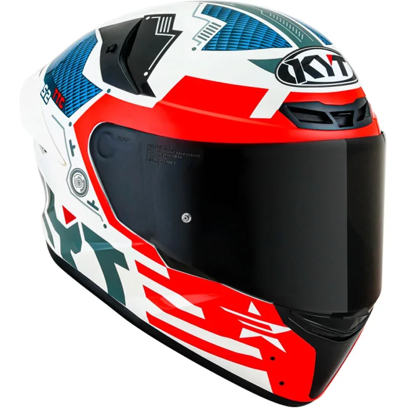 KYT YSTT002 Full-length Motociclista Capacete TT-COURSE FUSELAGE Vermelho Branco Tamanho S para XL