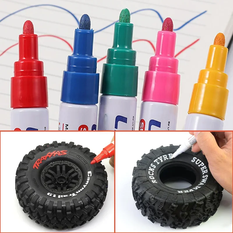Stylo de peinture pour pneus, 12 couleurs, pour chenille 1/10 RC RC4WD TRX4 Defender SCX10 90046/47 YIKONG RC4WD 1/14 Tamiya RC camion Scania 770S
