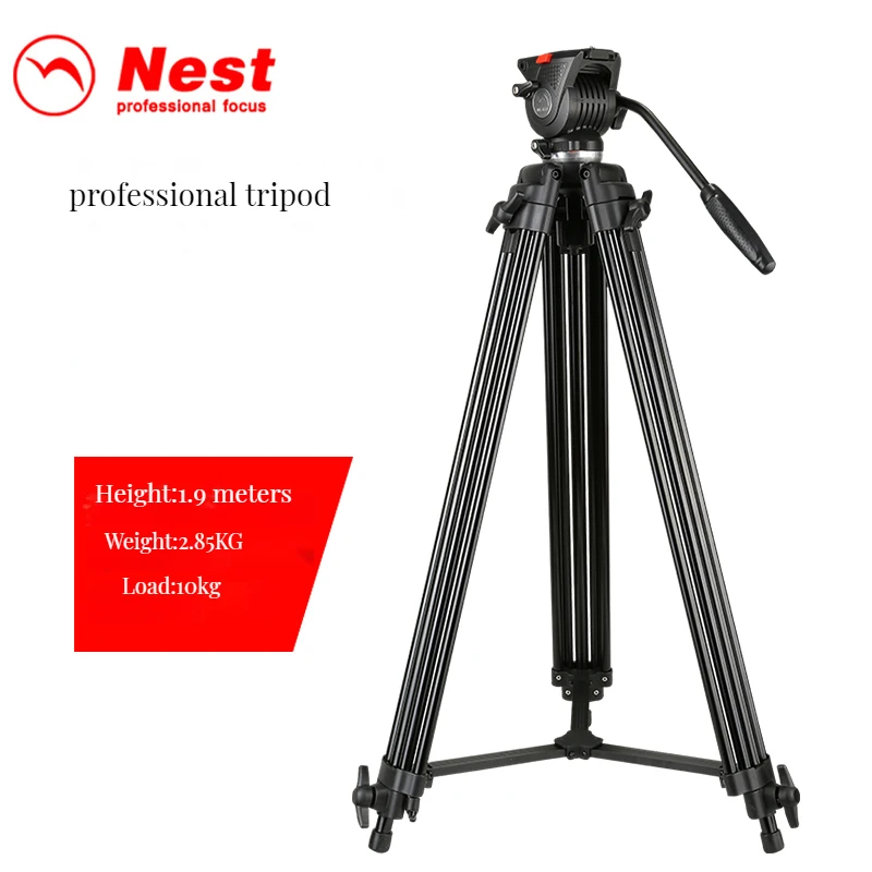 NEST NT777 Video Tripod Professional Camera Stand with Ground Spreader for Dslr Camcorder Wedding Photography Travel