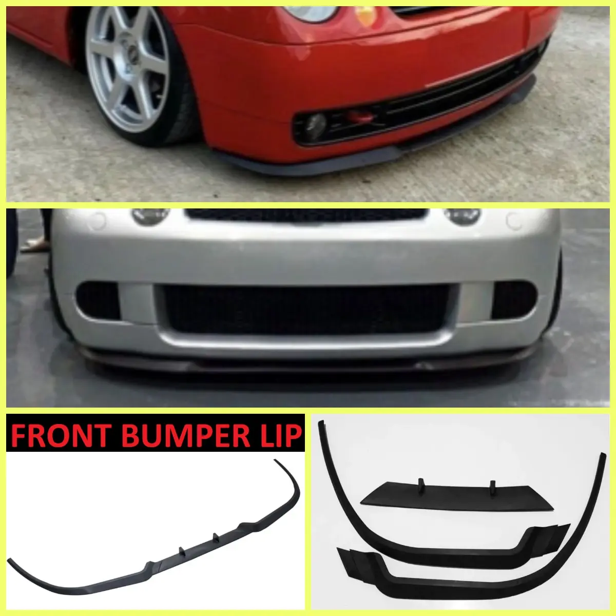 For VW Volkswagen Lupo CUPRA R FRONT SPOILER BUMPER LIP Euro Spoiler Lip Universal 3 pcs Body Kit Splitter Car Accessories Style