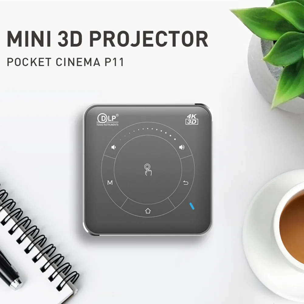 HAMOLB-miniproyector 3D DLP P11, dispositivo inteligente de bolsillo, 4K, HD, para cine en casa, Android 9,0, 2,4G/5G, LED