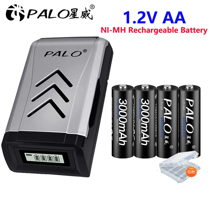 

PALO 100% оригинальная аккумуляторная батарея типа АА 1,2 В, 3000 мАч, NiMH батарея типа АА, 2 А, батареи для камеры, микрофона, игрушки, беспроводная мышь