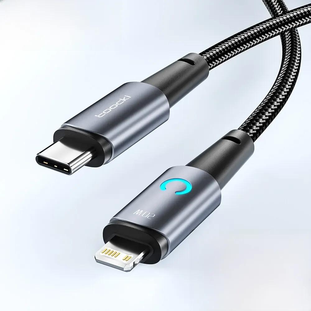 Toocki-Câble USB Type C pour iPhone, Charge Rapide, Cordon de Données, Pluie, LED, PD, 15, 12, 13, 14 Pro Max, Mini, XS, 1m, 2m