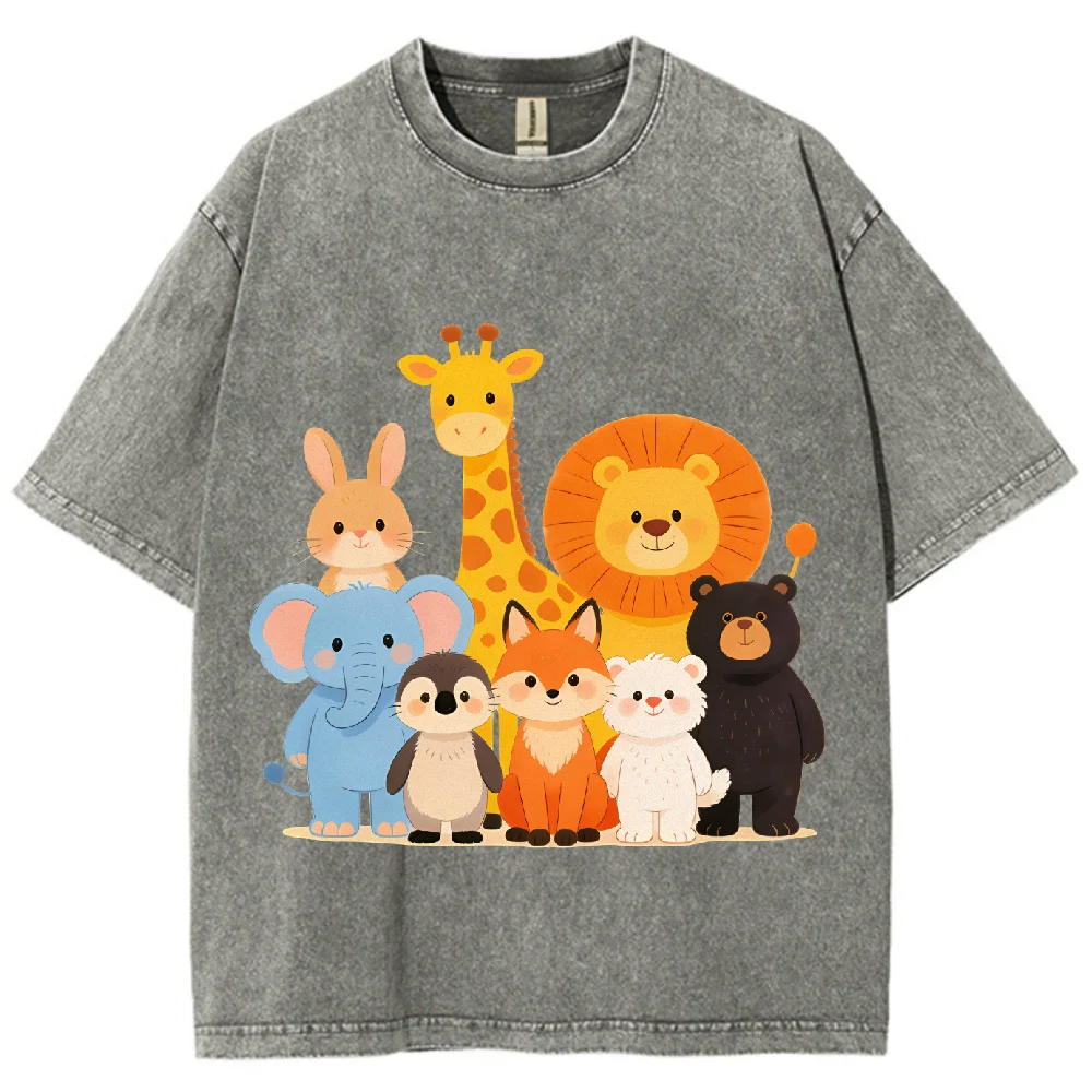 Floresta animal padrão t camisa solta ajuste manga curta tripulação pescoço casual topo unisex gráfico camiseta para homens feminino roupa diária rua