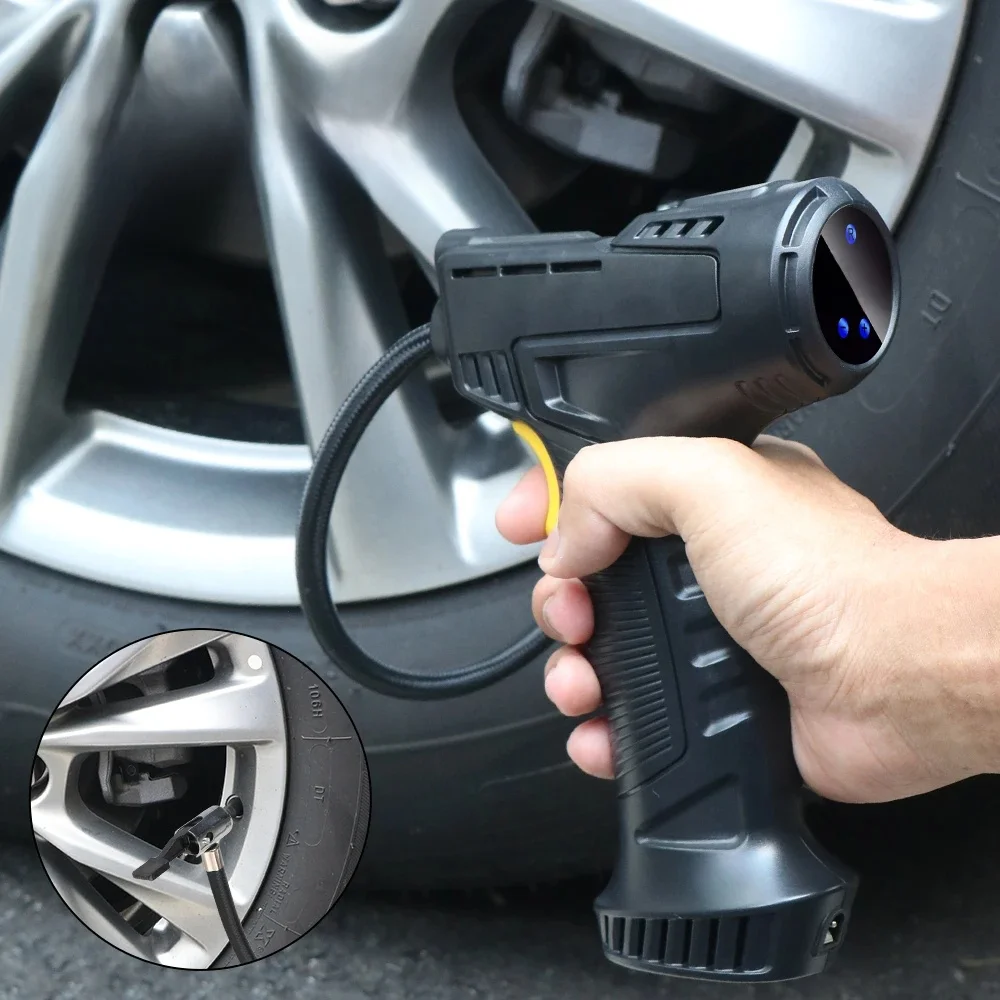 AliExpress Car Tire Inflator Inflatable Pump Car Air Compressor for Car Bicycle 120W With LED Light Digital Display 75PSI Tire Accessories