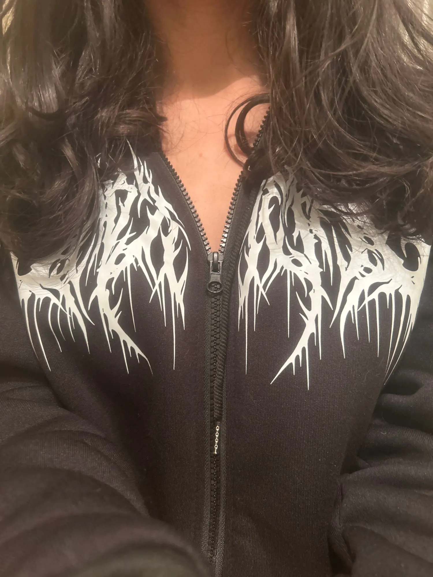 Men's and Women's Gothic Pattern Printed Zipper Hoodie Autumn Casual Retro Fashion High Street Long Sleeve Wool Jacket Hoodie photo review