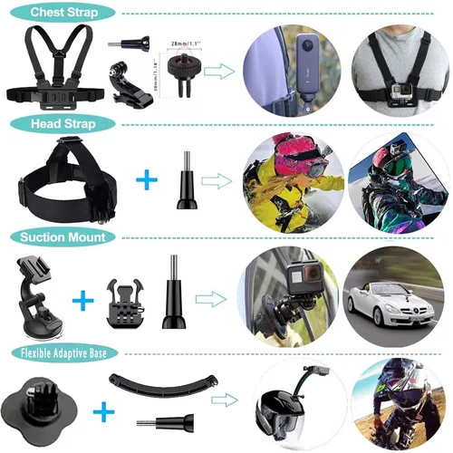 Imagen 2 del producto Kit de accesorios para Cámara de Acción 50 en 1 para DJI Osmo Action 5 pro 4/3 GoPro Hero 13 12 11/10 Insta360 AKASO Yi Sjcam Cámara de Acción